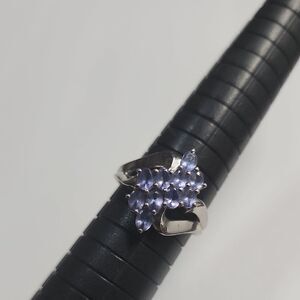 JS Joseph Schmid 925 Sterling Silver Real Oval-Cut Tanzanite Bypass Ring Size 9